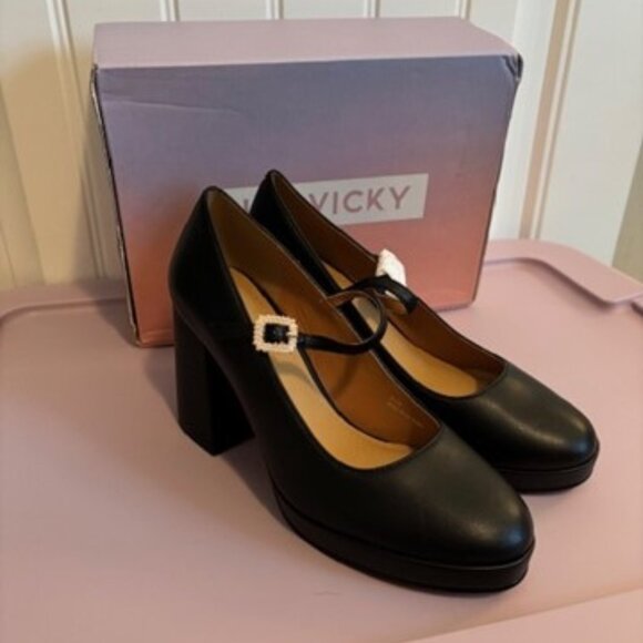NWT Lisa Vicky Black Bobble Platform Maryjane Pump - 8 1/2 Women - Picture 1 of 10